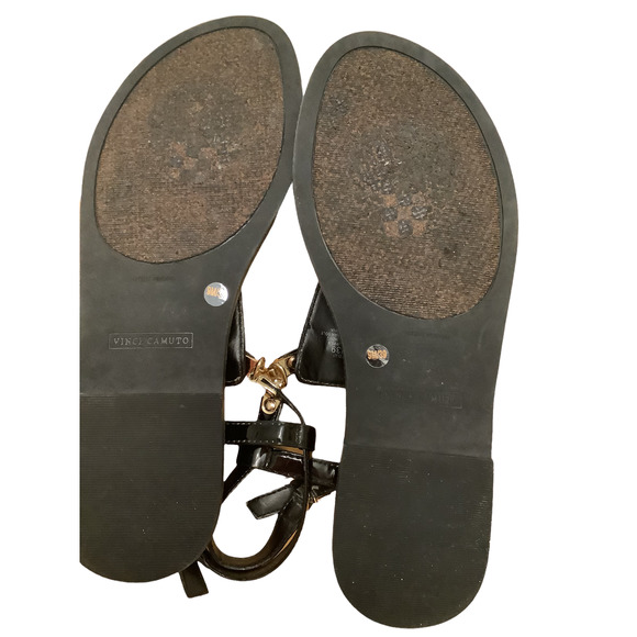 VINCE CAMUTO “ITELLI” CROC EMBOSSED BLACK LEATHER SANDALS 9M - Picture 9 of 10